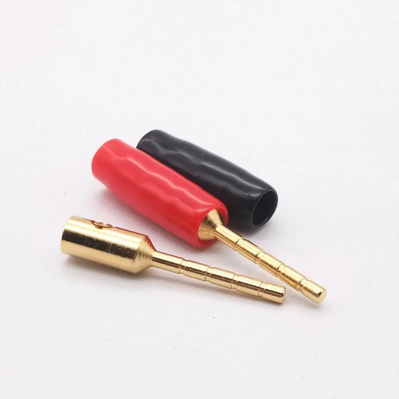 4ชิ้น/ล็อต2มม.ปลั๊กกล้วยทองแดงชุบทอง24K ตรงปลั๊กสายไฟลำโพงปลั๊ก + ยาง PVC