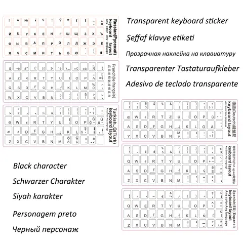 Multilingual Transparent Keyboard Stickers NVAHVA