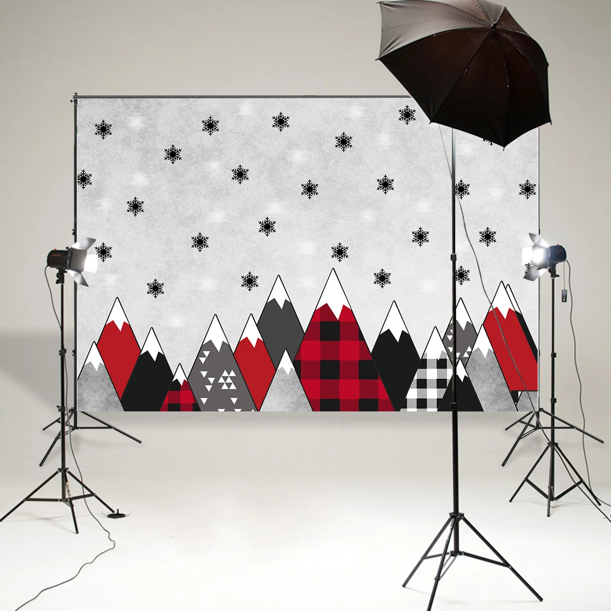 Photography backdrop christmas photo booth background Xmas party event decoration Buffalo Plaid pine tree snowflake newborn prop