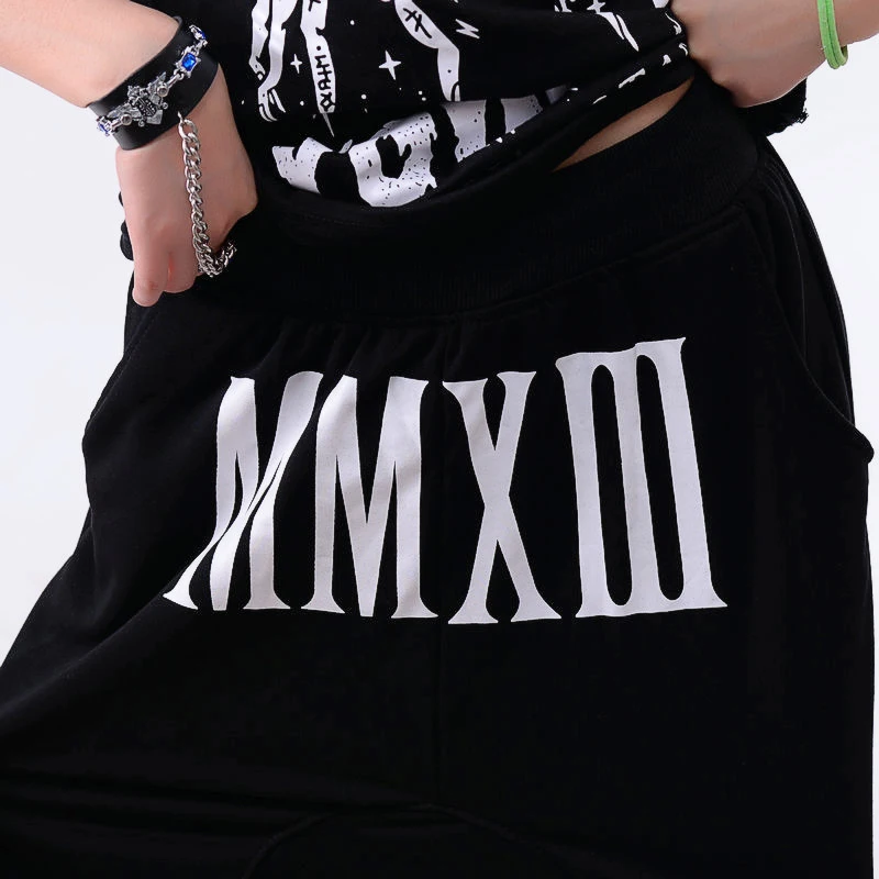 Hip Hop Costume Black Short Sleeve Loose Harem Pants Women Street Dance Clothing Ladies Stage Outfit Dj Ds Rave Wear DT1071