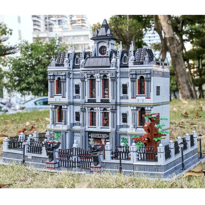 New 18K Arkham Large Asylum Lunatic Hospital Sanctum Sanctorum Building Blocks Bricks City Street Toys for Kids Christmas Gifts