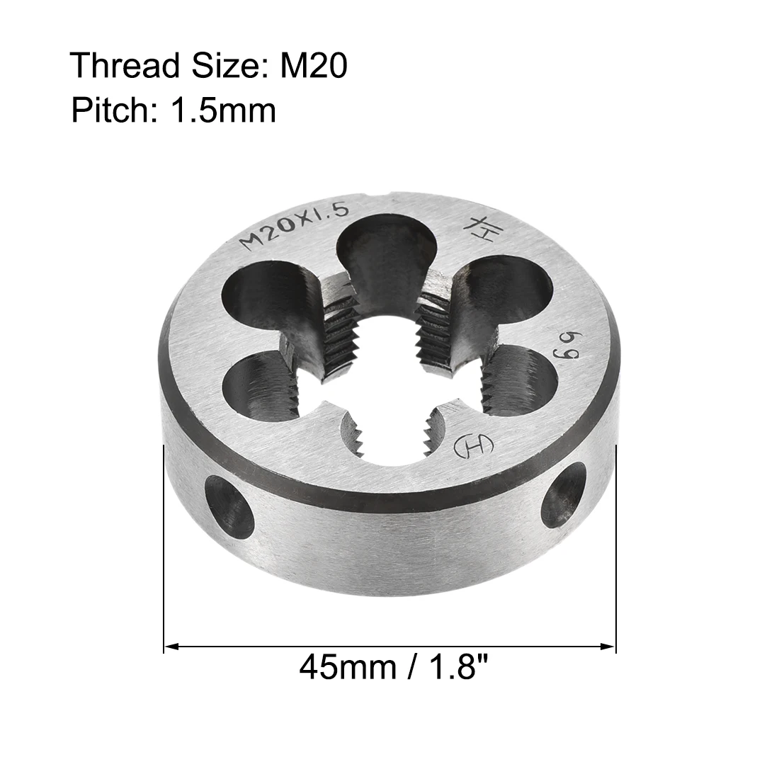 Uxcell M22 X 2.0 Metric Round Die, Machine Thread Left Hand Threading Die, Alloy Tool Steel