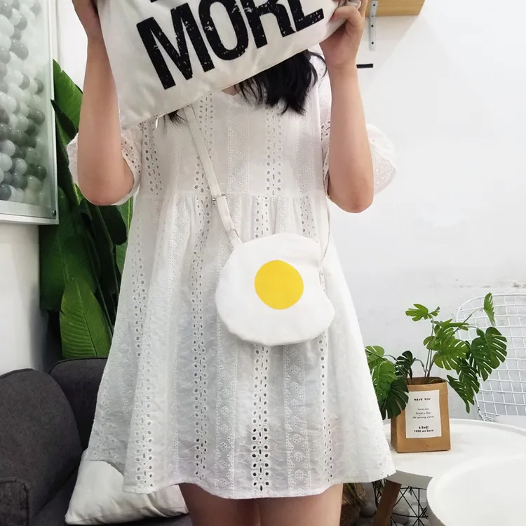 Summer Kawaii Poached Egg Packet Cute Cartoon Messenger Bag Canvas Bag Shoulder Bags Women Bag Purse Crossbody Bag Satchels