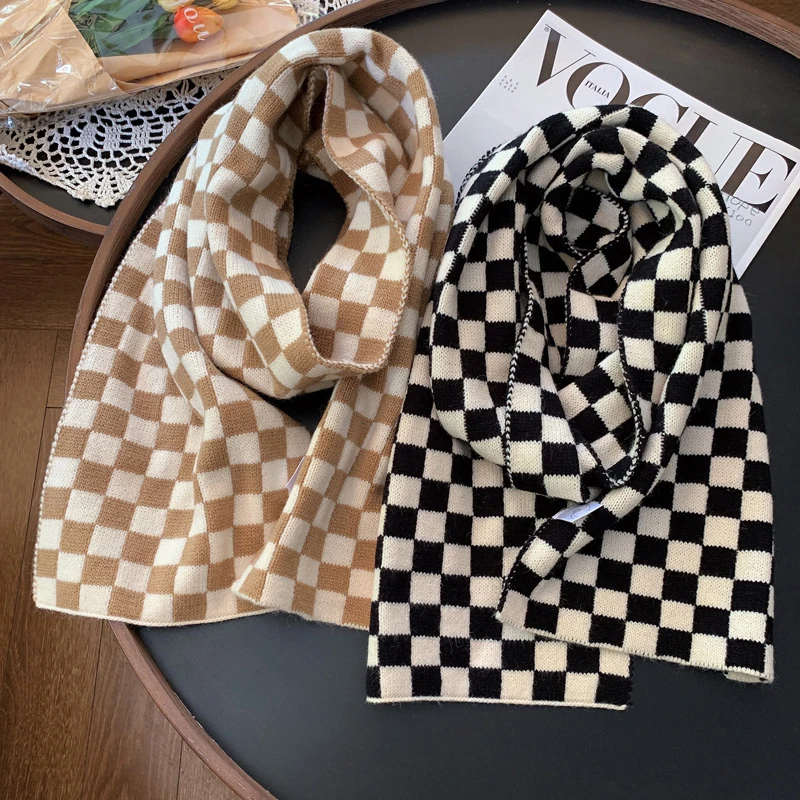 Plaid Scarves Women Winter Korean Style Fashion Checkered Popular Warm All-match Retro Leisure Feminino Students Unisex Couple