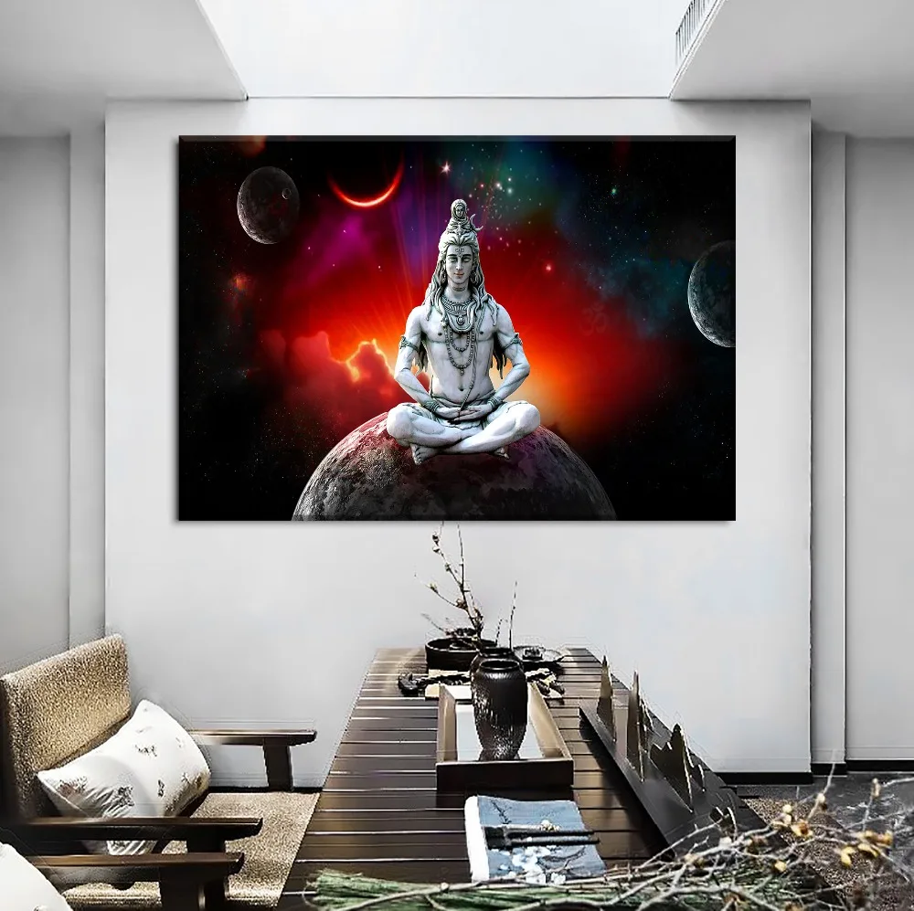 5pcs Lord Shiva Starry Sky Poster Wall Art Decor Modular Pictures Canvas HD Printed Paintings For Living Home Bedroom Decoration