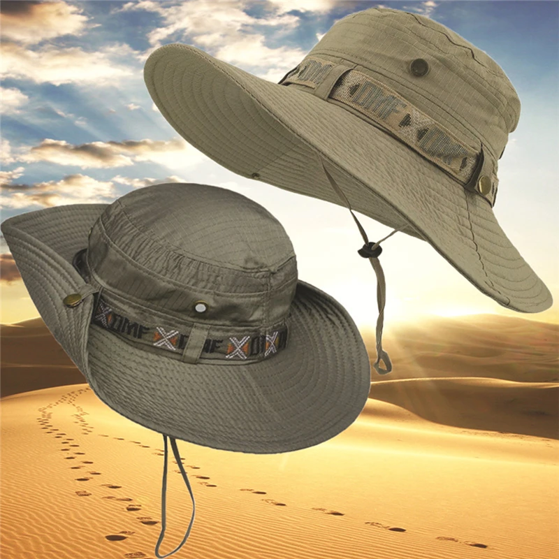 New Sun Protection Fishing Hat Summer Breathable Mesh Camping Hiking Caps Anti-UV Sun Hat Mountaineering Caps Men's Panama Hat