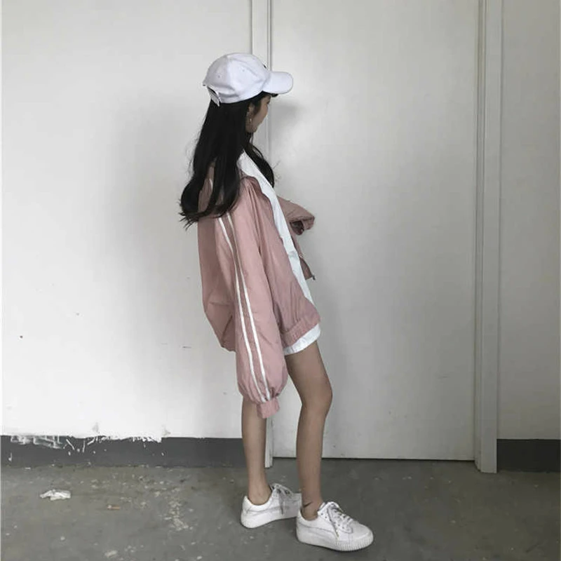 Jackets Women Striped Loose XXL Leisure Simple Harajuku Chic High Street  Colorblock Coat Korean Fashion Jacket Ins Ulzzang New