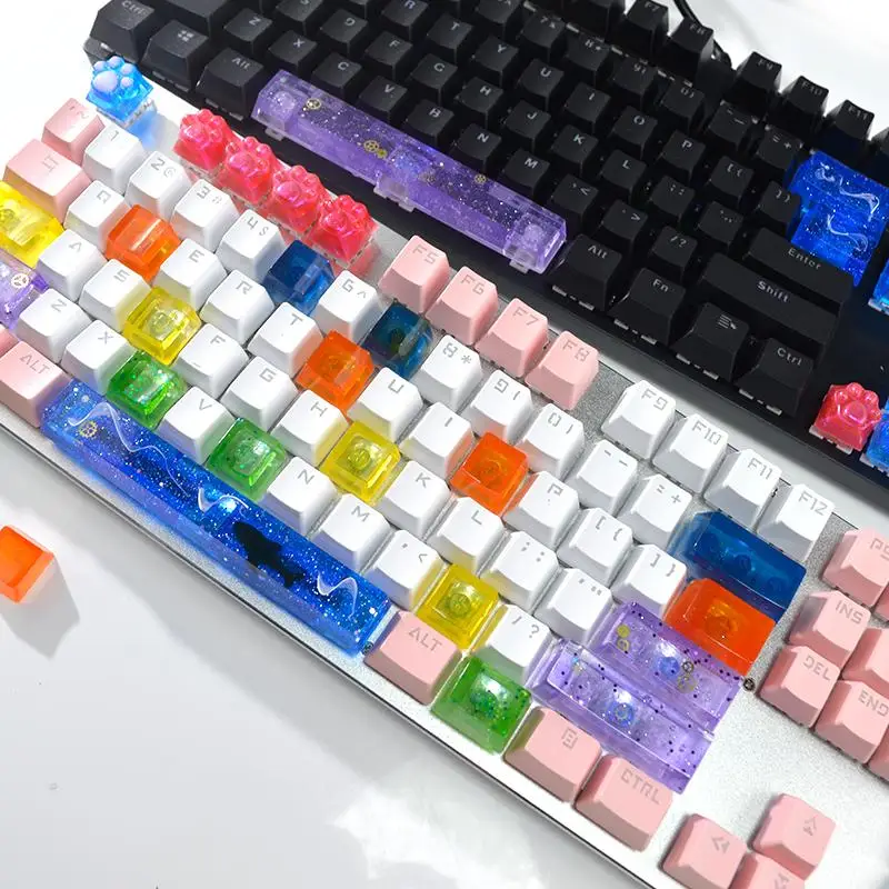 DM175 DIY Keycap Bàn Phím Keycaps Khuôn Bộ Máy Tính Cơ Khí Máy Tính Game Thủ Thú Cưng Paw Silicone Khuôn Mẫu Cho UV Nhựa Dính Hàng Thủ Công