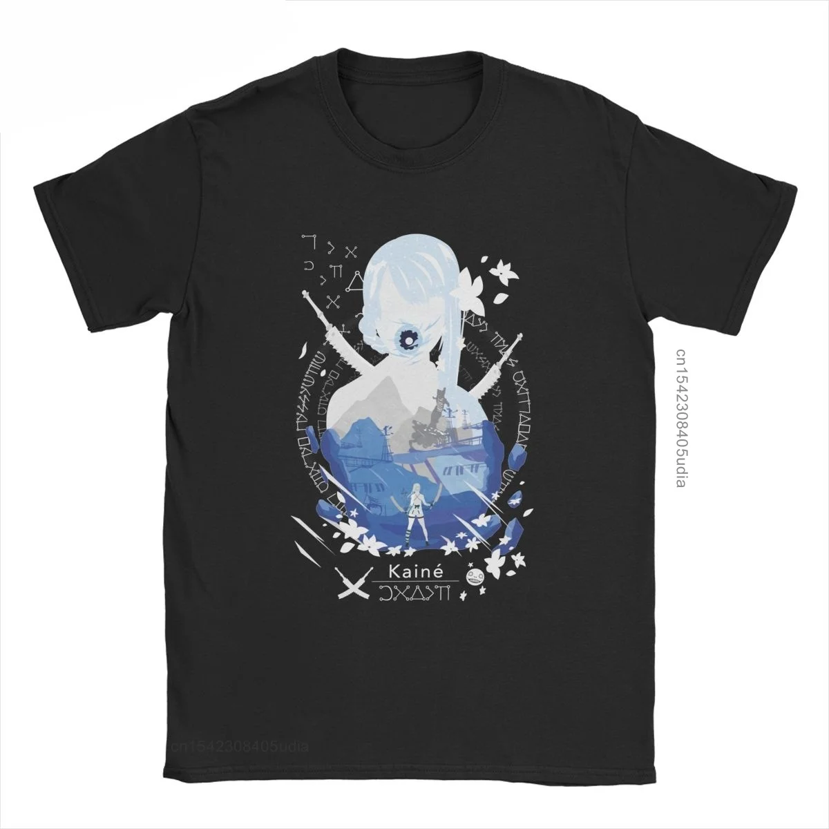 Kaine T-Shirt Men Nier Replicant Automata Game Funny Cotton Tees Vintage Oversized T Shirt Camisa Streetwear