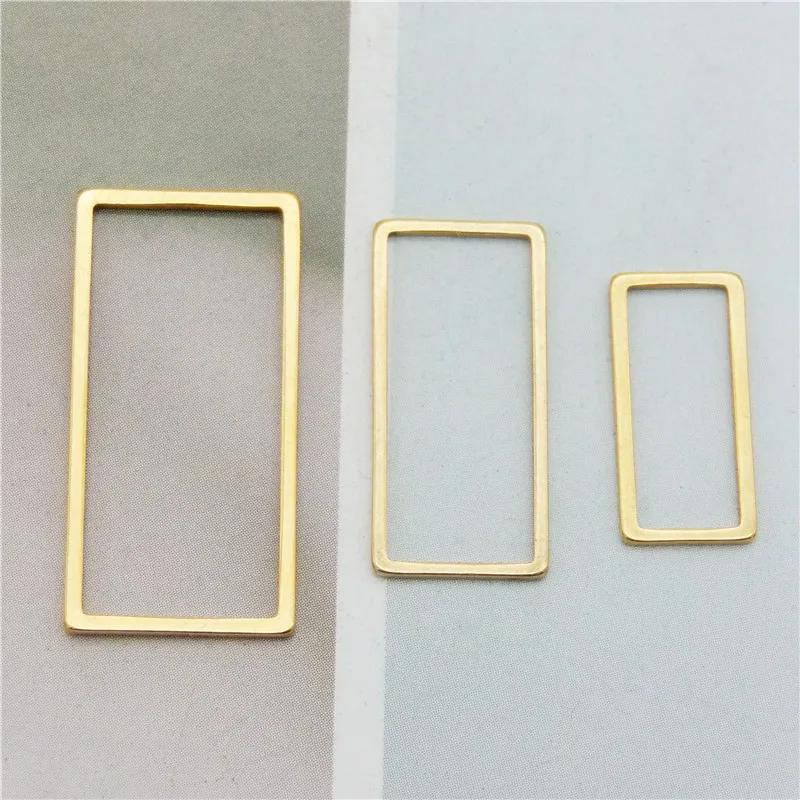 12PCS Stainless Steel Rectangle Charms Geometric Figure Hollow Glue Blank Pendant Tray Bezel  DIY Handmade Jewelry Accessory