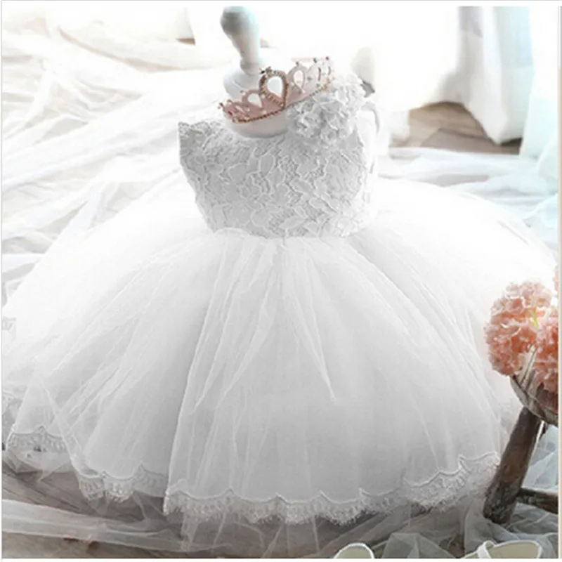 

Summer Baby Girl Dress White Baptism Dress Toddler Girls Wedding Birthday Party Dresses Sleeveless Princess Dress Kids Clothes