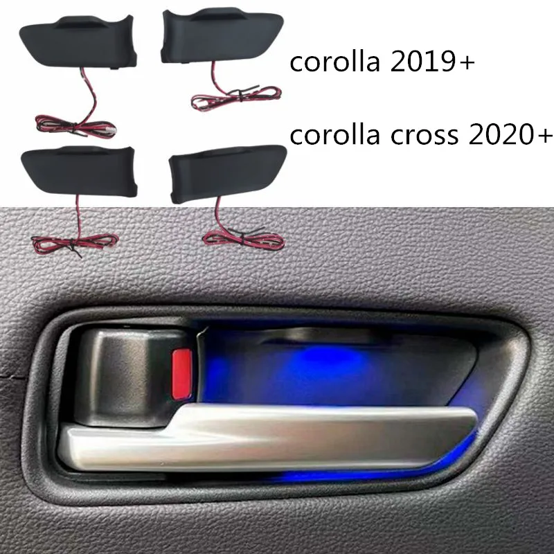 Car LED Door Bowl Armrest Atmosphere Light Interior Lights Decoration Door Bowl Handle Frame Light for Toyota Corolla Cross 2020