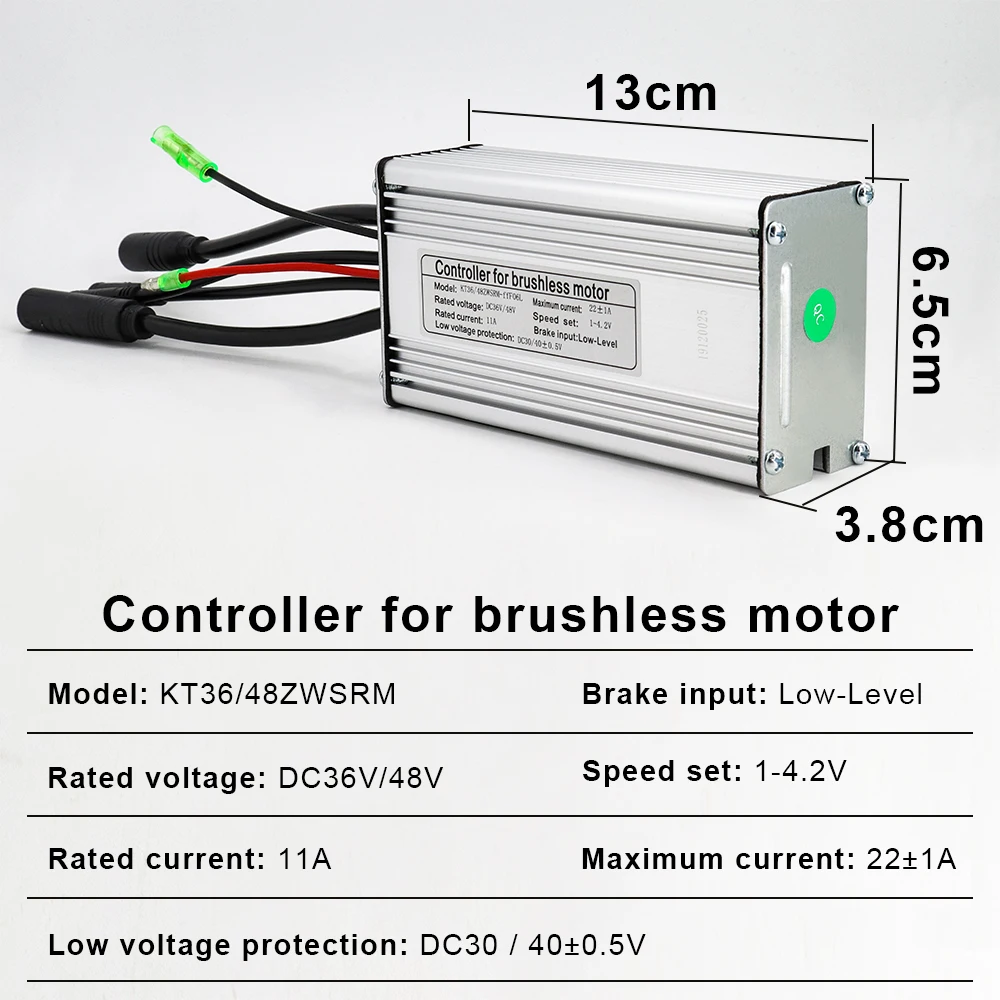 KT Electric Bike Controller Waterproof for 36V 48V 350W 500W Ebike Hub Motor Compatible Kunteng LCD3 LCD4 LCD5 Display