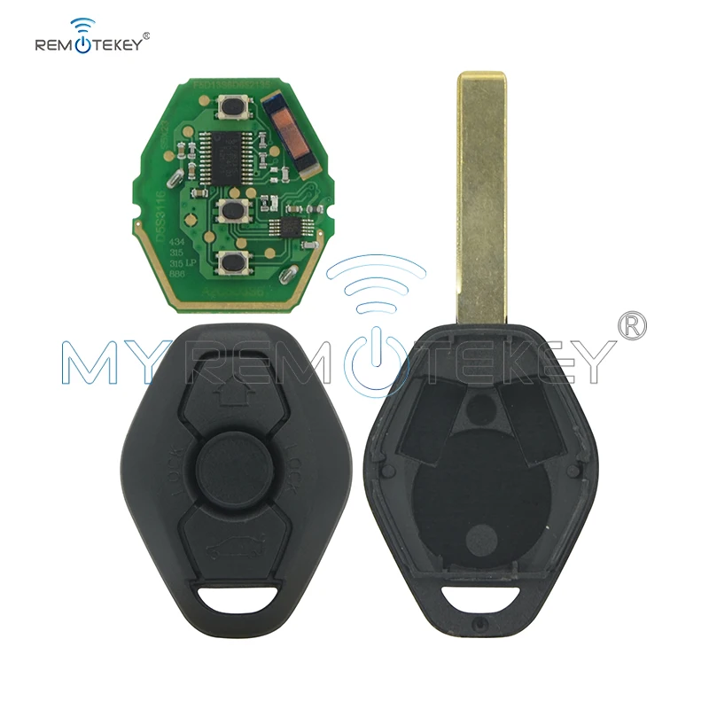 Remtekey 3 button 315mhz for BMW X3 X5 6 series Li 7 series Z4 E90 E91 E83 E60 E53 E63 E65 E85 CAS system HU92 blade remote key