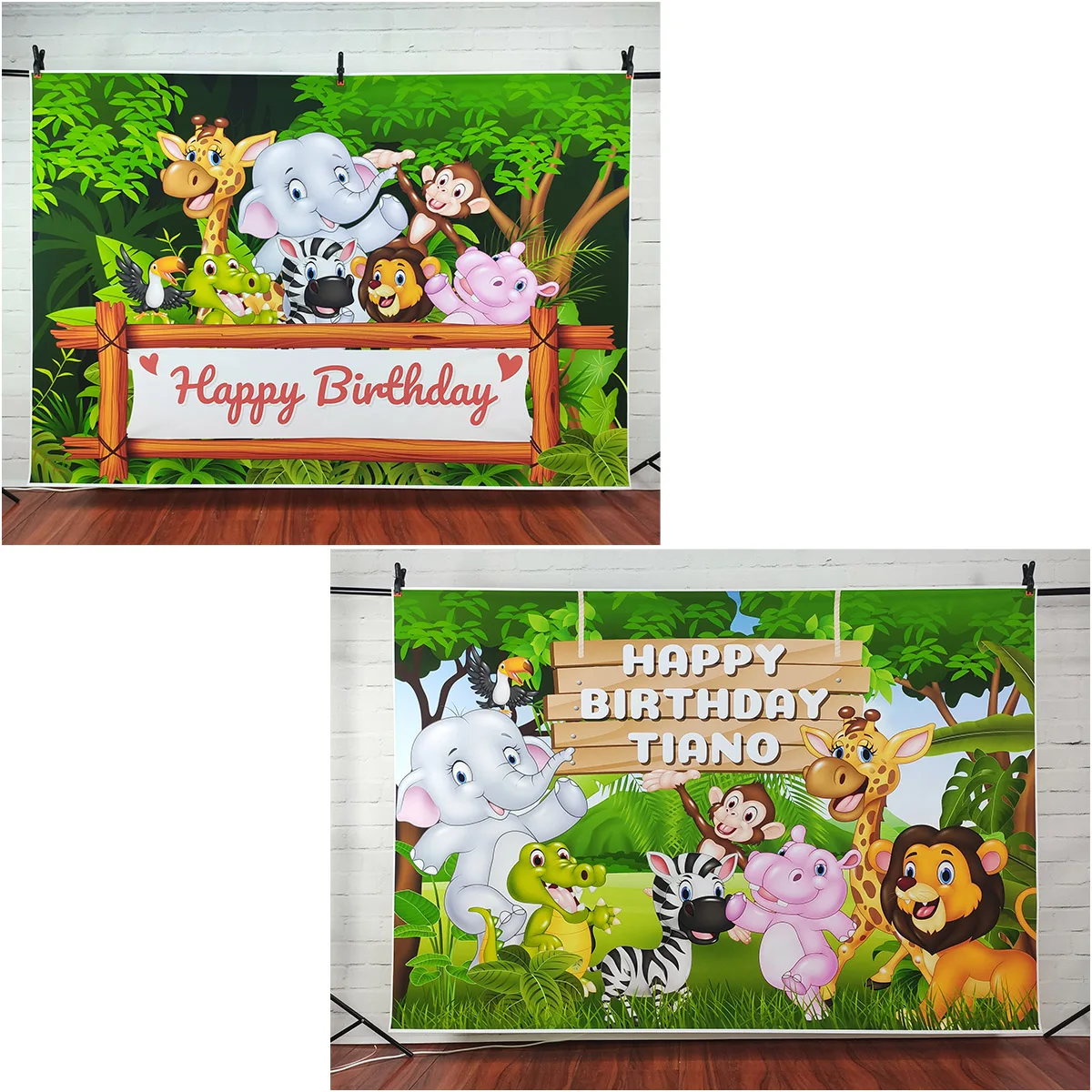 Dzikie zwierzę dżungla Safari nazwa własna tło urodzinowe Baby Shower noworodka fotografia winylowa zdjęcie tła Studio Prop