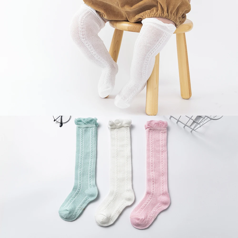 

3Pairs/lot 0-2Y Baby Socks Summer Cotton Solid Colorful Kids Stockings Girls Mesh Cute Socks