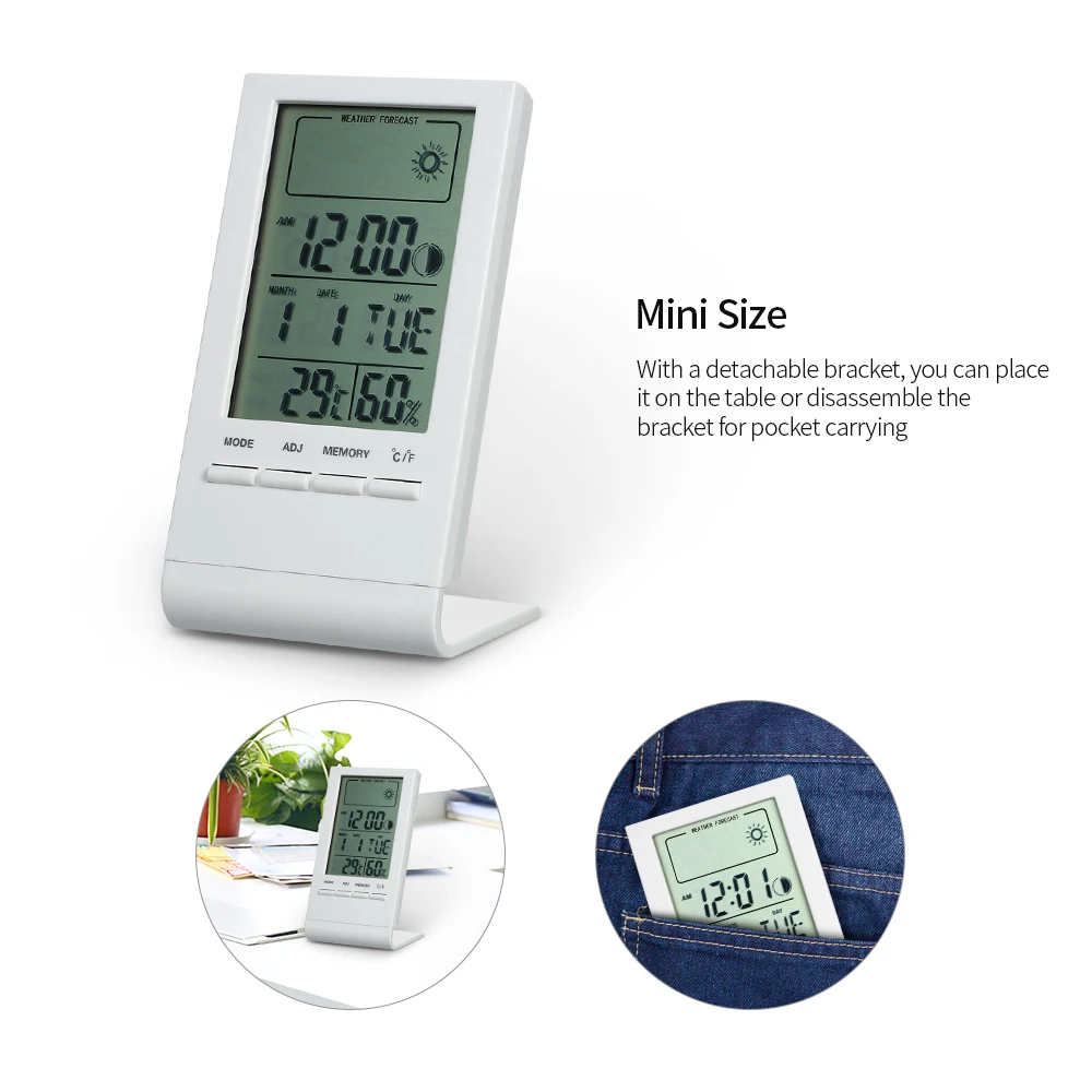 Digital Thermometer Hygrometer Indoor Outdoor Temperature Humidity Meter C/F LCD Display Sensor Probe Weather Station