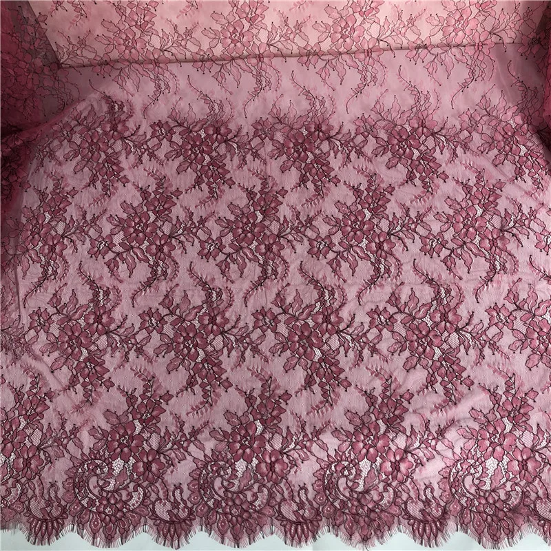 French Lace Fabrics 3 Meter Eyelash Chantilly Rose Red Fabric Lace Dress Sewing Crafts DIY Lace Fabrics Accessories