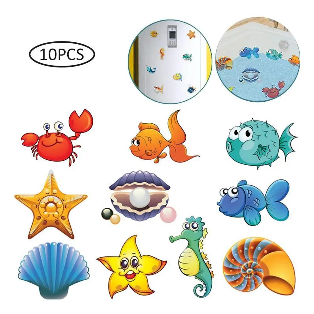 10pcs Cartoon Animal Bathtub Anti-slip Mat Baby PVC Bath Mat Tub Safety Bathroom Stickers Bath Protect Products For Kids