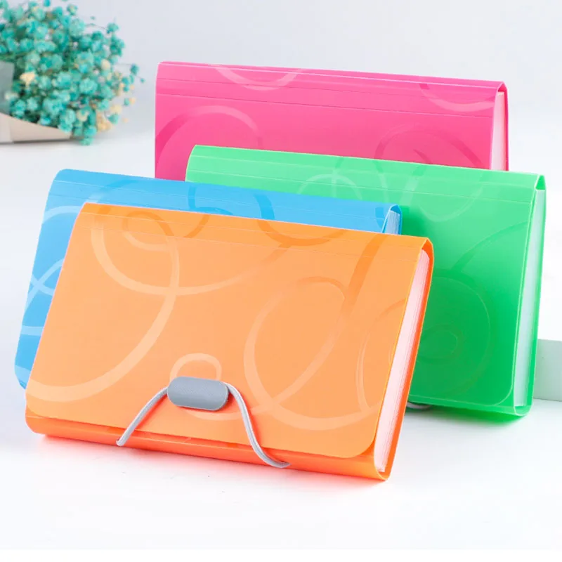 A6 Candy Colors Document Folders School Supplies Organizer Organ Bag Expanding File Folder For Documents School Office Binder