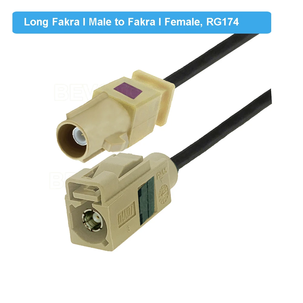 Beżowy Fakra I kabel RAL 1001 męski żeński RG174 Pigtail RF koncentryczny przedłużacz samochodowy Bluetooth Adapter 15CM 50CM 1 M 2M 5M 7M 10M