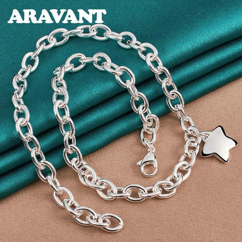 

925 Silver Star Pendant Necklaces Chains For Women Fashion Jewelry Gifts