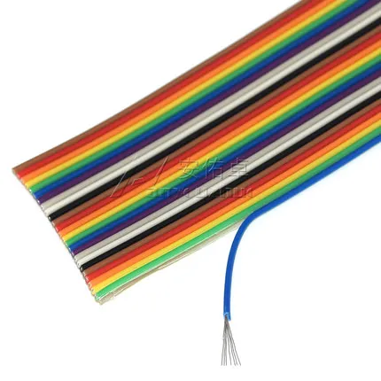 1Meter 10P/12P/14P/16P/20P/26P/34P/40P/50P 1.27mm PITCH Color Flat Ribbon Cable Rainbow DuPont Wire for FC Dupont Connector