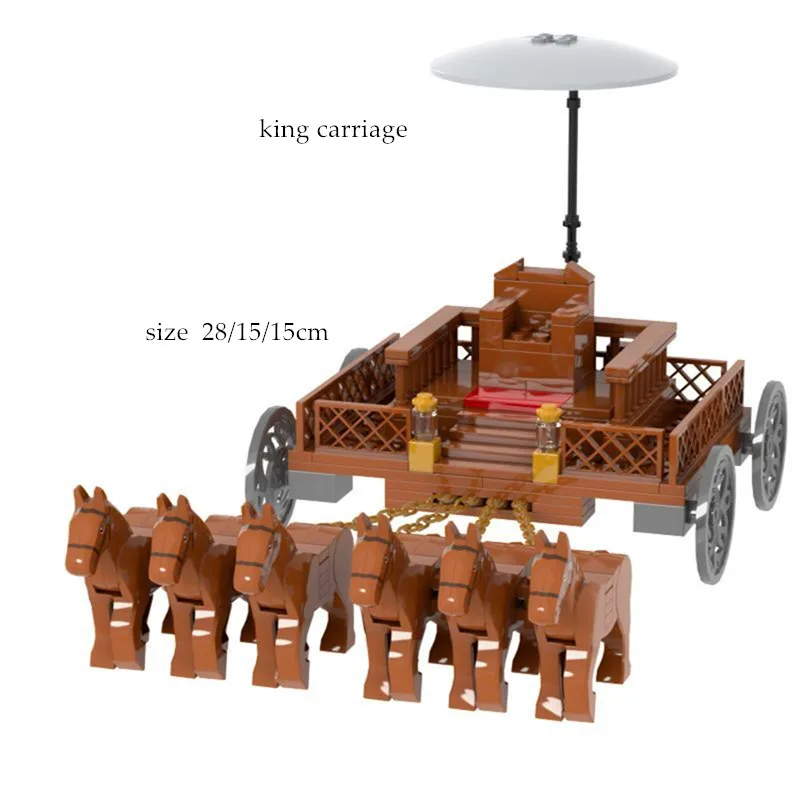 MOC Building Blocks Medieval Accessories Ancient China King Soldier Figures Large Carriage Chariot Toys For Boys
