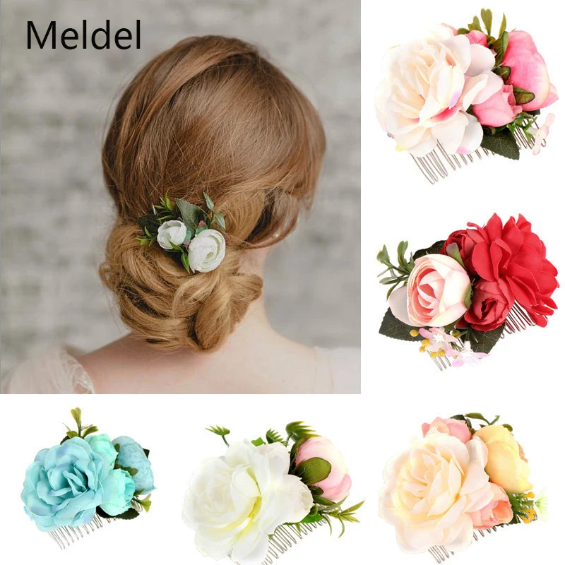 Medel-Accesorios de joyería para boda, tocado de tela para el pelo de novia, flor de 6 colores, accesorios para vestido de tostado, tocado hecho a mano para novia