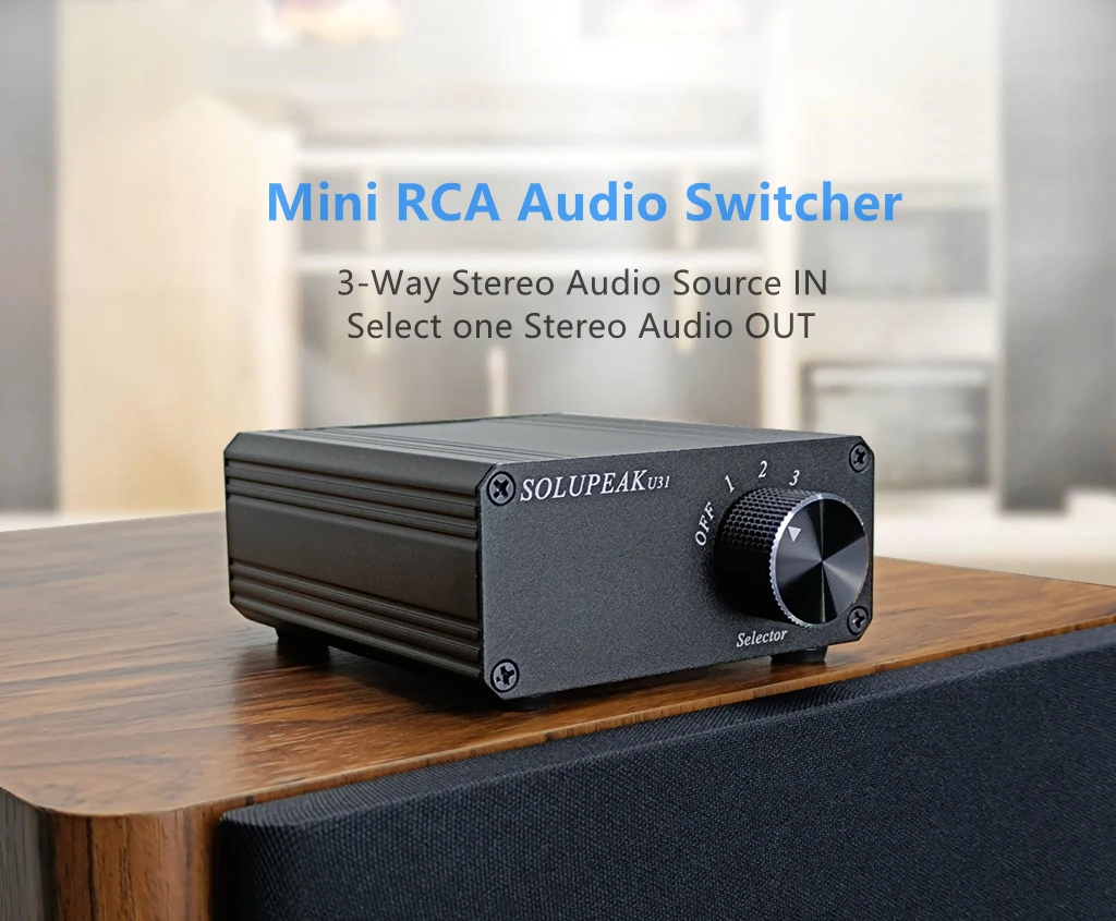 

SOLUPEAK U31 1(3) IN 3(1) OUT RCA стерео аудио источник переключатель сигналов переключатель сплиттер распределительная коробка для усилителя