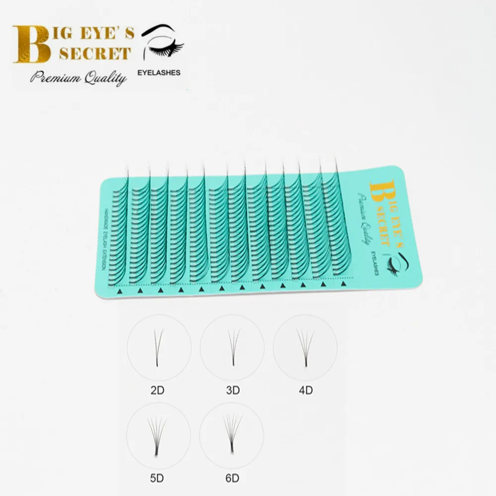 BIG EYE'S SECRET Beauty-pestañas individuales 2D-6D, pestañas prefabricadas de tallo largo, 100% hechas a mano, suministros de extensión de pestañas, OEM