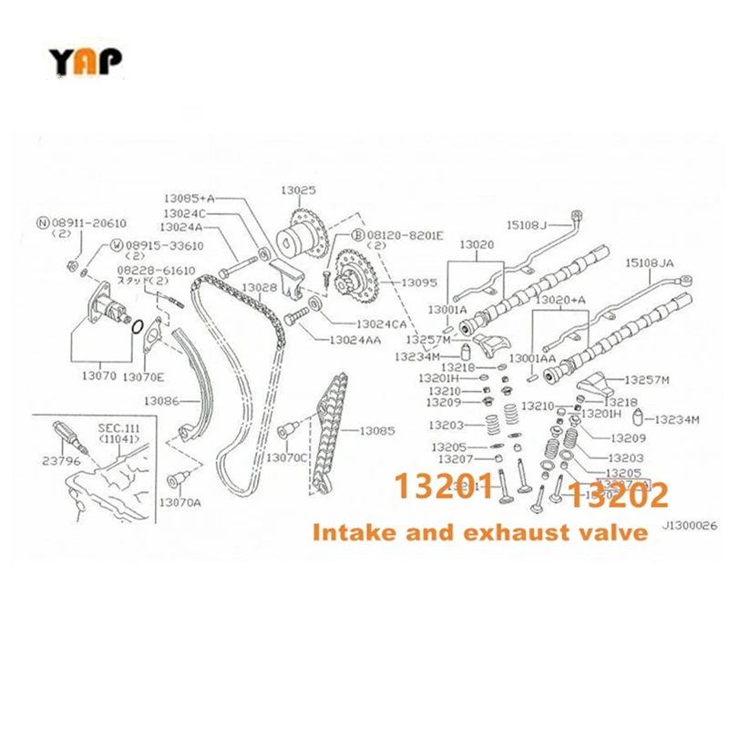 NEW Intake valve&Exhaust valve FOR FITNISSAN J31Z VQ23DE 24V V6 13201-AQ801 13202-AQ800 2000-2012