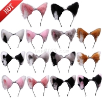 Lolita Cosplay Cat Ears Headband Anime Dance Party Costume Wolf Fox Ear Plush Hairband Girls Kawaii Hair Accessories Props