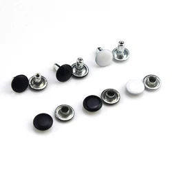 100sets 6/8mm Metal Double Cap Rivets Studs Black White Round Head Leather Craft Bag Belt Clothing Hat Shoes Pet Collar Decor