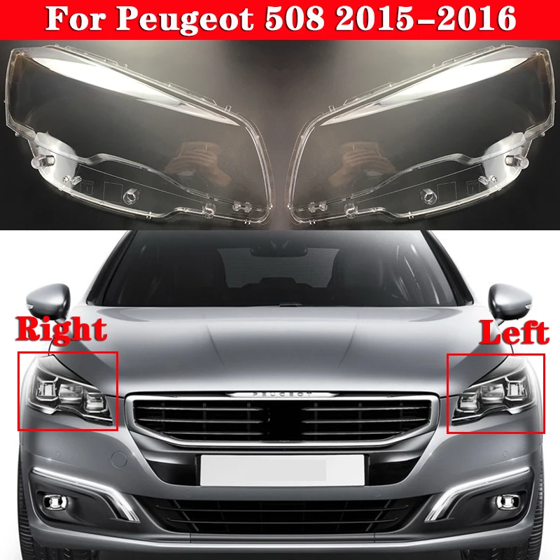 

Car Front Headlight Cover For Peugeot 508 2015-2016 Headlamp Lampshade Lampcover Head Lamp light Covers glass Lens Shell Caps