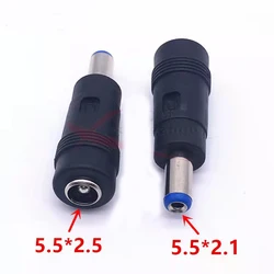 1pcs DC Connector 5.5 x 2.5mm Female to 5.5×2.1mm Male Converter Laptop Power Adapter 180 degree 5.5×2.5mm to 5.5×2.1mm.