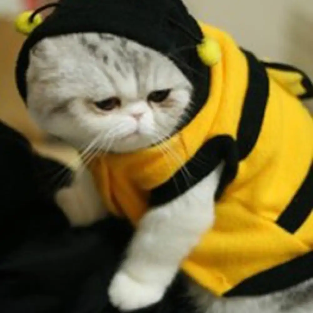 Fashion Pet Hoodie Clothes Cute Fancy Puppy Costume Cat Dog Coat Outfit Bee Style Animal Supplies Role Play Cosplay  Play Bee