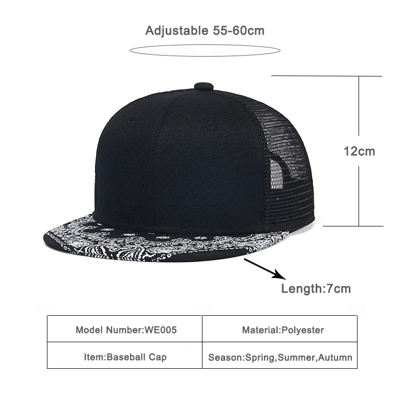 Summer Mesh Trucker Hats Men Black Flat-brimmed Baseball Cap Women Outdoor Sports Hip Hop Snapback Sunscreen Hats Unisex