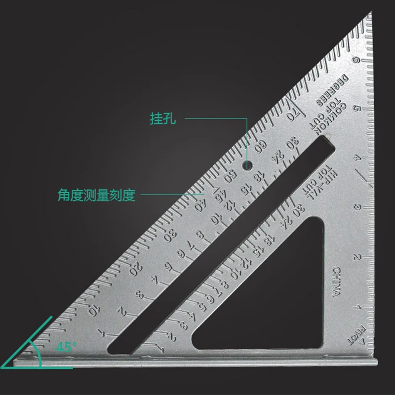 Triangle Rule 90 Degree Thickening Angle Rule Aluminum Alloy Carpenter Measurement Square Ruler woodworking triangle ruler