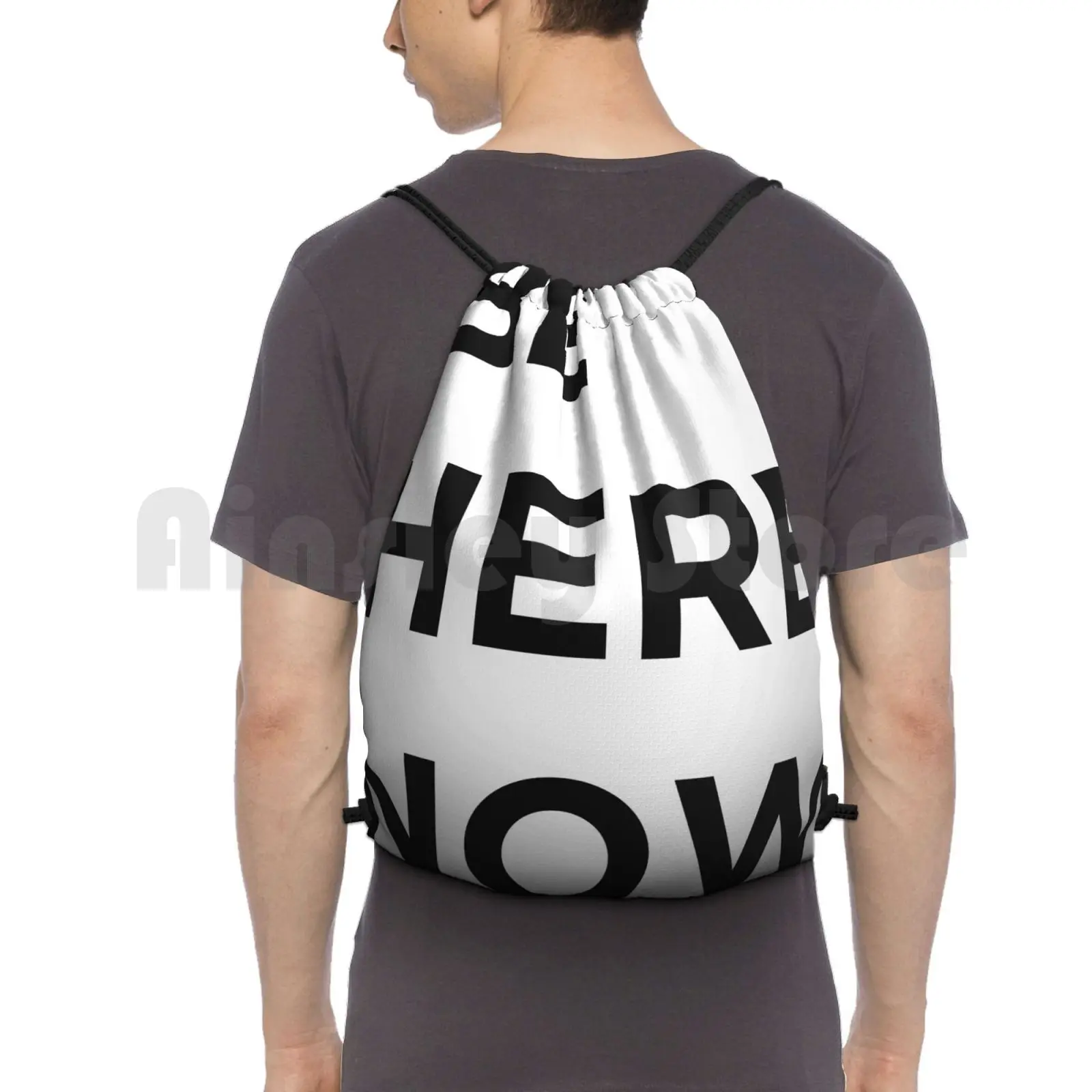 Be Here Now Backpack Drawstring Bags Gym Bag Waterproof Liam Gallagher Madferit Graphic Live Forever Nineties Liam