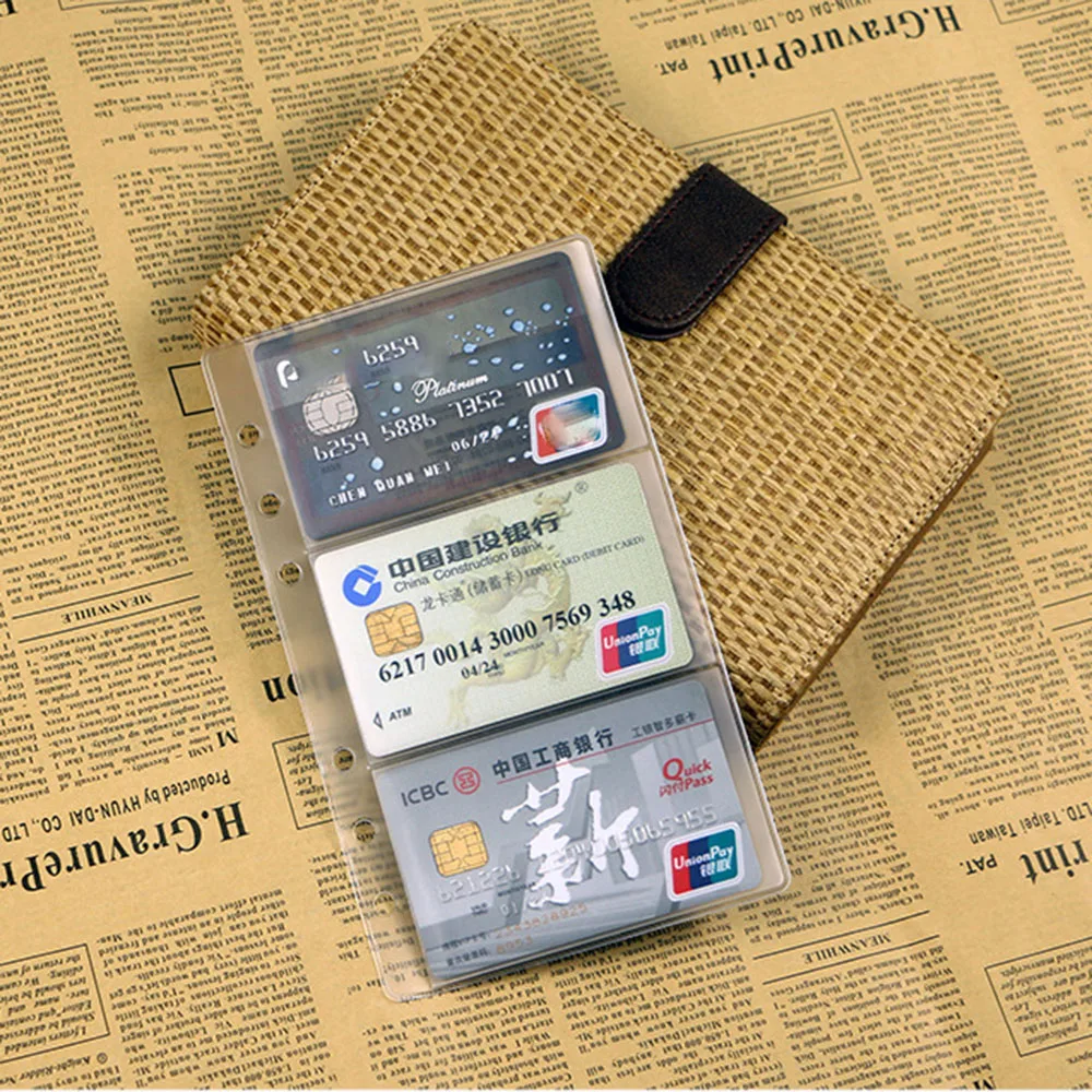 6PCS Clear A6  File Holder Transparent PVC Loose Leaf Pouch Self-Styled Zipper Filing Organizer Bags