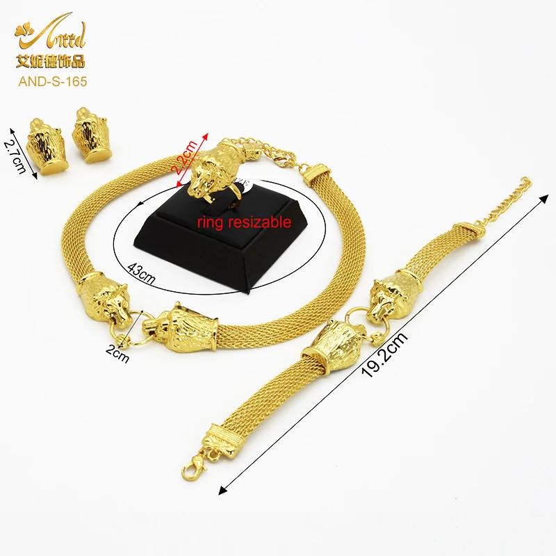 ANIID Dubai African Jewelry Sets For Women Big Animal Indian 24K Gold Color Jewelery Nigerian Necklace Ring Earring Wedding