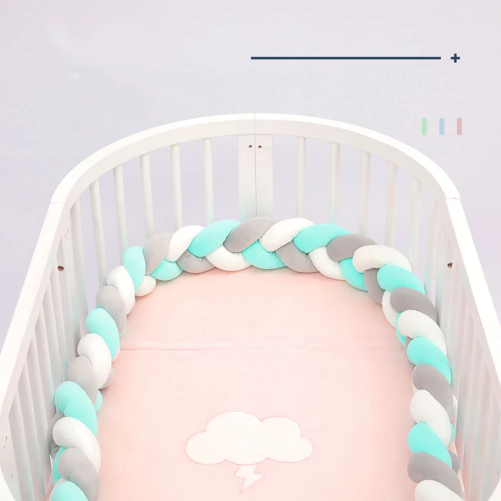 

2m Baby Weave Bumper Crib Cot Protector Infant Bebe Bedding Kids Boy Girl Braid Knot Pillow Cushion Room Decor Photography Props