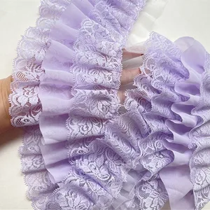 Heißer Verkauf von drei Schichten, die niedliche 3D -Chiffon -Spitzen -Stoff DIY -Kinderkleidung gepflückt haben 6 Hauptverkäufe Chiffon in Metro - №6 plissiert