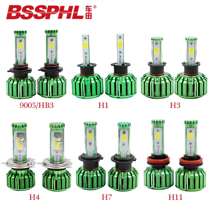 BSSPHL 12v 30w Auto Car LED Headlight Blubs 9005 HB3 H1 H3 H4 H7 H8 H9 H11 COB 6500k White Waterproof Bulb Foglight Pure White