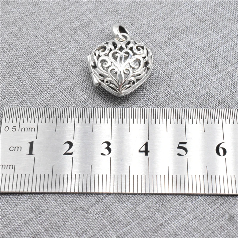 925 Sterling Silver Heart Locket Pendant Wish Memory Gau Prayer Box for Necklace