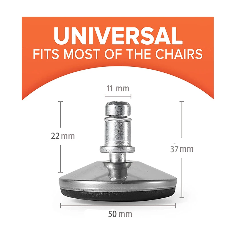 5Pcs replace Swivel Caster Wheels to Fixed Stationary (11mm) stem fit most office chair, Anti-Slip Fixed foot
