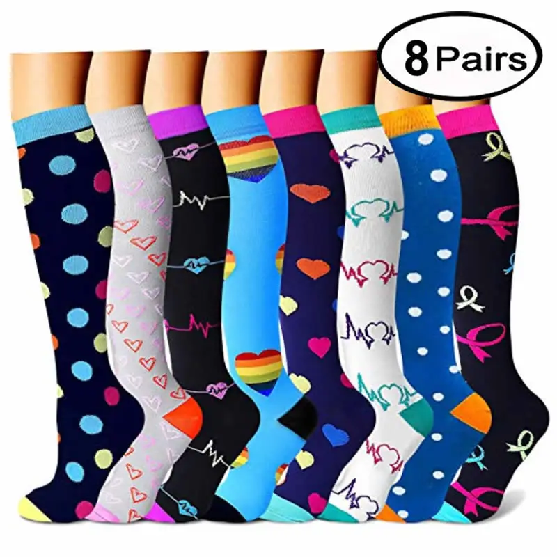 Compression Stockings Sport Compression Socks 3/6/7/8 Pairs Per Set Soccer Sports Wear Female Male Men Women Gift Persent конвертер espada display port 20 pin male to dvi i 29 pin female 0 2м eportm dvif20