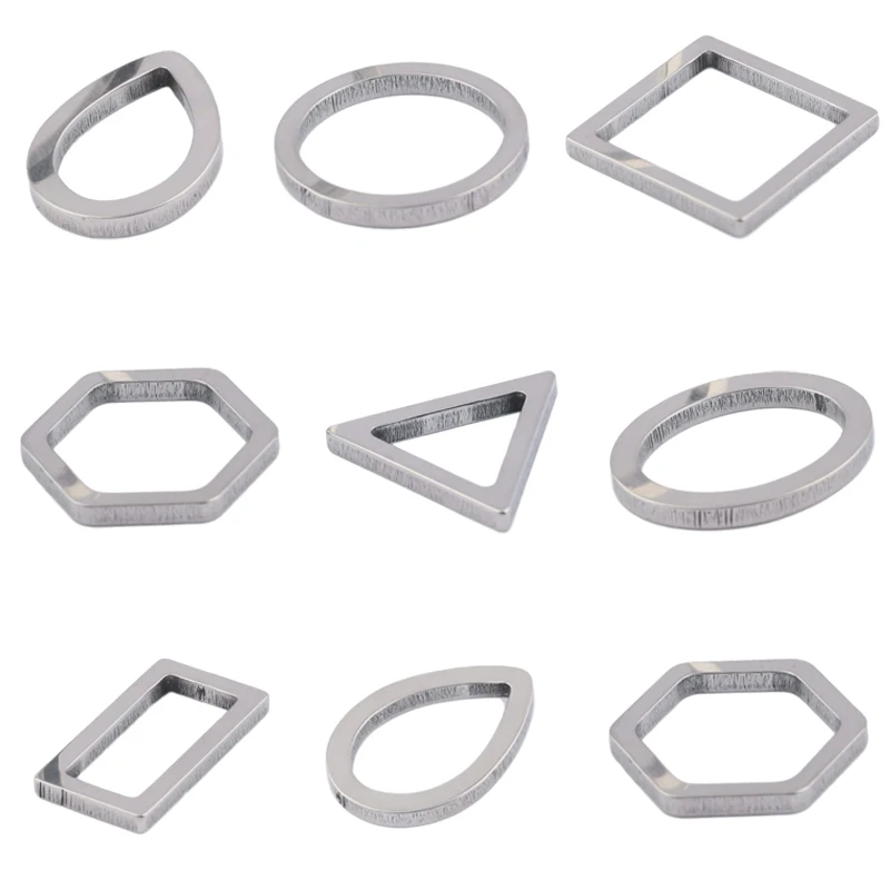 Boucles d'Oreilles Géométriques en Acier Inoxydable, 10 Pièces, Breloques, Cercle, Ovale, Triangle, Connecteurs, Cadre en Résine, Bracelet, Accessoires de Bricolage pour Bijoux