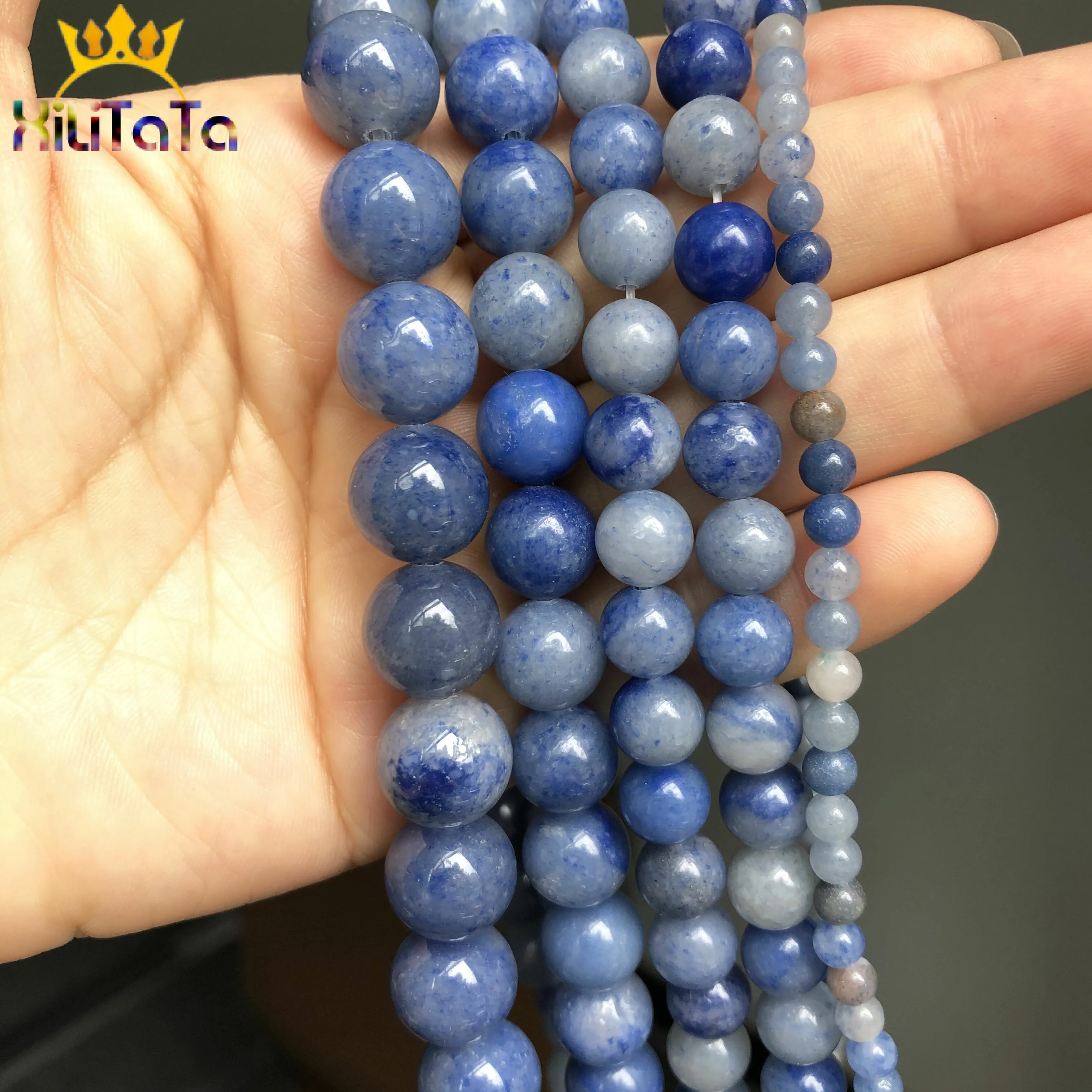 Natural Stone Blue Aventurine Beads Loose Spacer Beads For Jewelry DIY Making Bracelet Accessories 15\'\' 4 6 8 10 12mm